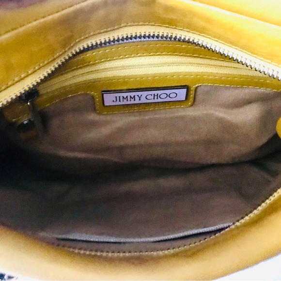 JIMMY CHOO INA NAPPA FRINGED MUSTARD YELLOW LEATHER CLUTCH (AUTHENTIC) - Picture 5 of 12